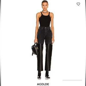 Agolde leather black denim pant